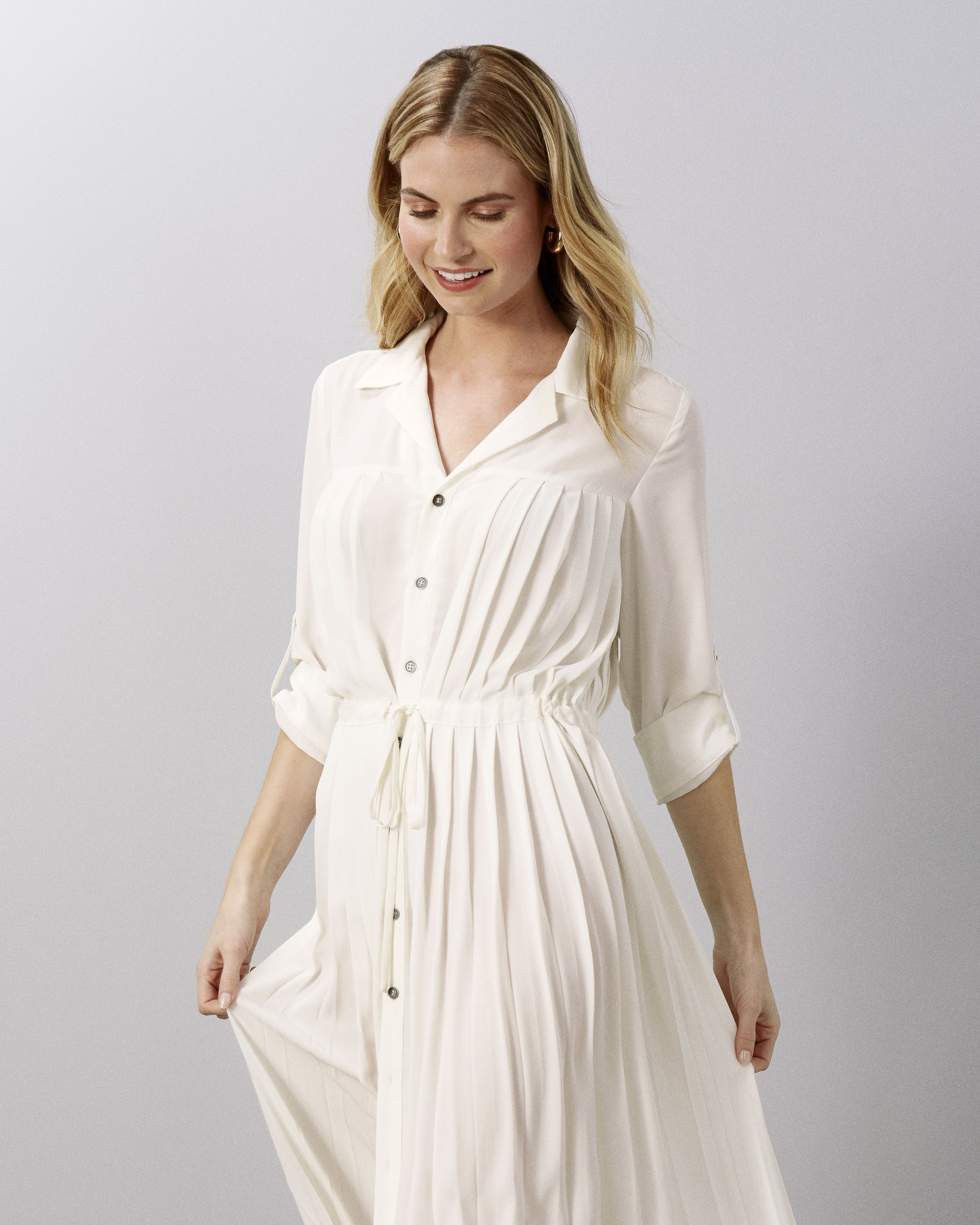 Vince Camuto Pleated Maxi Shirtdress ...